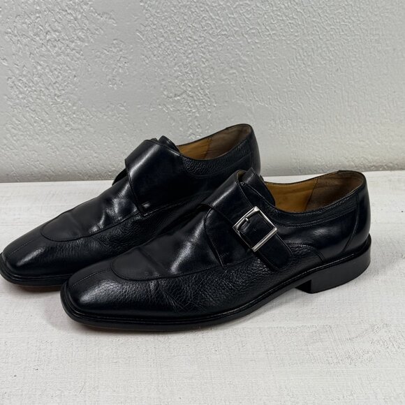 Mezlan Marco Black Leather Monk Strap Loafers Square Toe Dress Shoes Size 9.5M - Picture 1 of 13